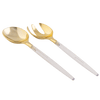 Luxe Party NYC Two Tone Serving 1 Spoon 1 Fork Clear and Gold Plastic Serving Fork • Spoon Set