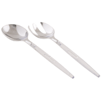 Luxe Party NYC Two Tone Serving 1 Spoon 1 Fork Clear and Silver Plastic Serving Fork • Spoon Set