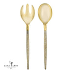 Luxe Party NYC Two Tone Serving 1 Spoon 1 Fork Gold Glitter Plastic Serving Fork • Spoon Set