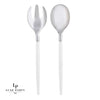 Luxe Party NYC Two Tone Serving 1 Spoon 1 Fork White and Silver Plastic Serving Fork • Spoon Set