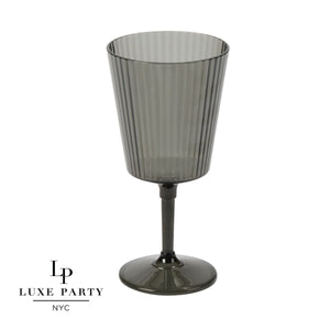 Luxe Party NYC Wine Cups 13 Oz Deluxe Smoke  Ribbed  Wine Goblet - 4 pk