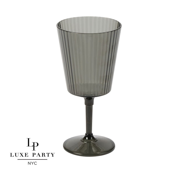 Luxe Party NYC Wine Cups 13 Oz Deluxe Smoke  Ribbed  Wine Goblet - 4 pk