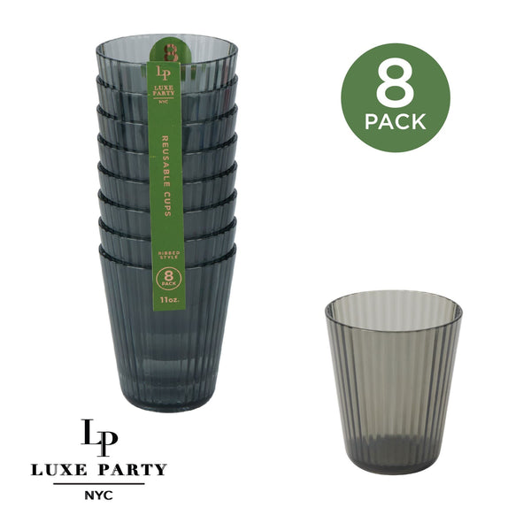 Luxe Party NYC Wine Cups Black Deluxe  11 oz Ribbed Cup - 8 Pk