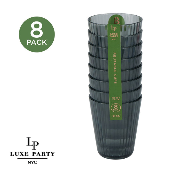 Luxe Party NYC Wine Cups Black Deluxe  11 oz Ribbed Cup - 8 Pk