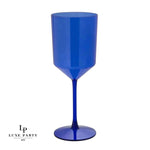 Luxe Party NYC Wine Cups Round Transparent Blue Plastic Wine Cups | 4 Cups