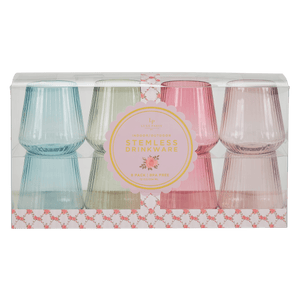 Luxe Party NYC Wine Cups Upscale RIBBED Assorted 12 Oz. Plastic Goblets | 8 Cups