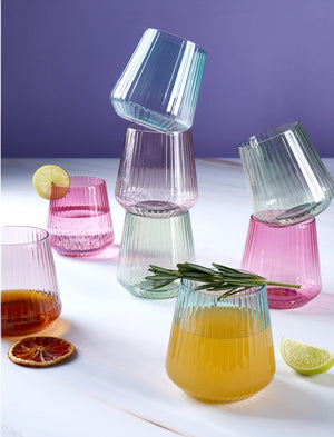 Luxe Party NYC Wine Cups Upscale RIBBED Assorted 12 Oz. Plastic Goblets | 8 Cups