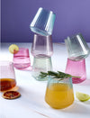 Luxe Party NYC Wine Cups Upscale RIBBED Clear 12 Oz. Plastic Wine Goblets | 8 Cups