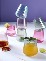 Luxe Party NYC Wine Cups Upscale RIBBED Clear 12 Oz. Plastic Wine Goblets | 8 Cups