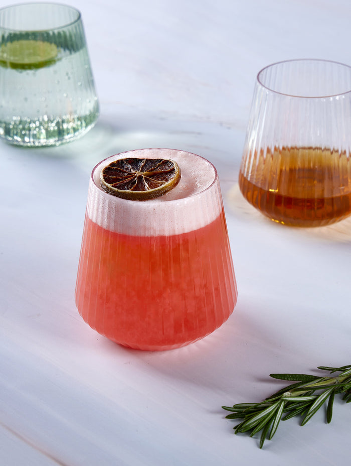 Luxe Party NYC Wine Cups Upscale RIBBED Clear 12 Oz. Plastic Wine Goblets | 8 Cups