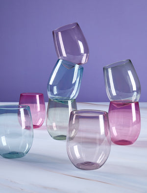 Luxe Party NYC Wine Cups Upscale Round Assorted 12 Oz. Plastic Wine Goblets | 8 Cups