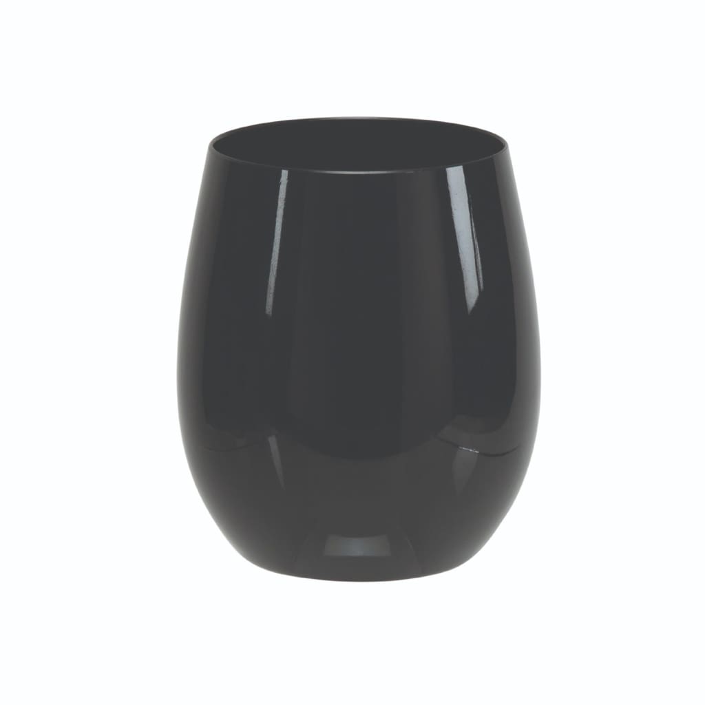 Luxe Party NYC Wine Cups Upscale Round Black 12 Oz. Plastic Wine Goblets | 6 Cups