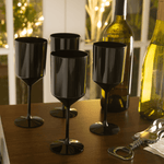 Luxe Party NYC Wine Cups Upscale Round Black Plastic Wine Cups | 4 Cups