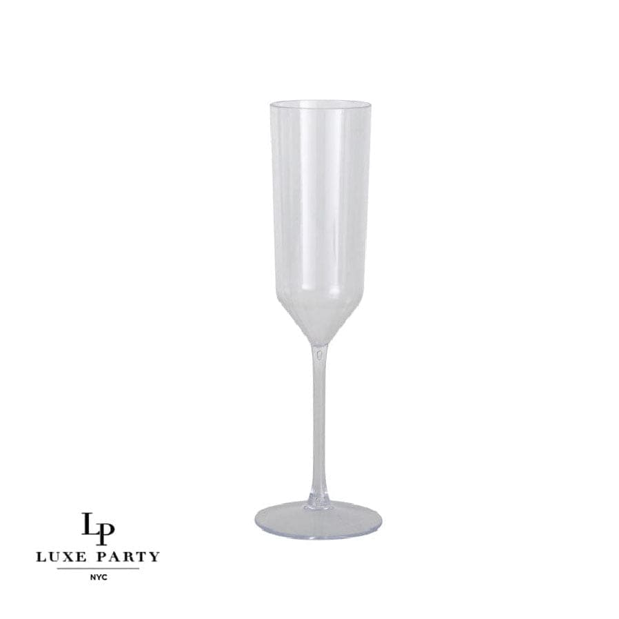 Luxe Party NYC Wine Cups Upscale Round Clear Plastic Flute Cups | 4 Cups