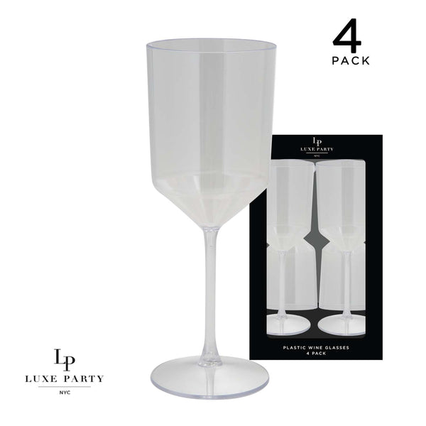 Luxe Party NYC Wine Cups Upscale Round Clear Plastic Wine Cups | 4 Cups