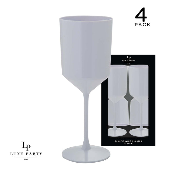 Luxe Party NYC Wine Cups Upscale Round White Plastic Wine Cups | 4 Cups