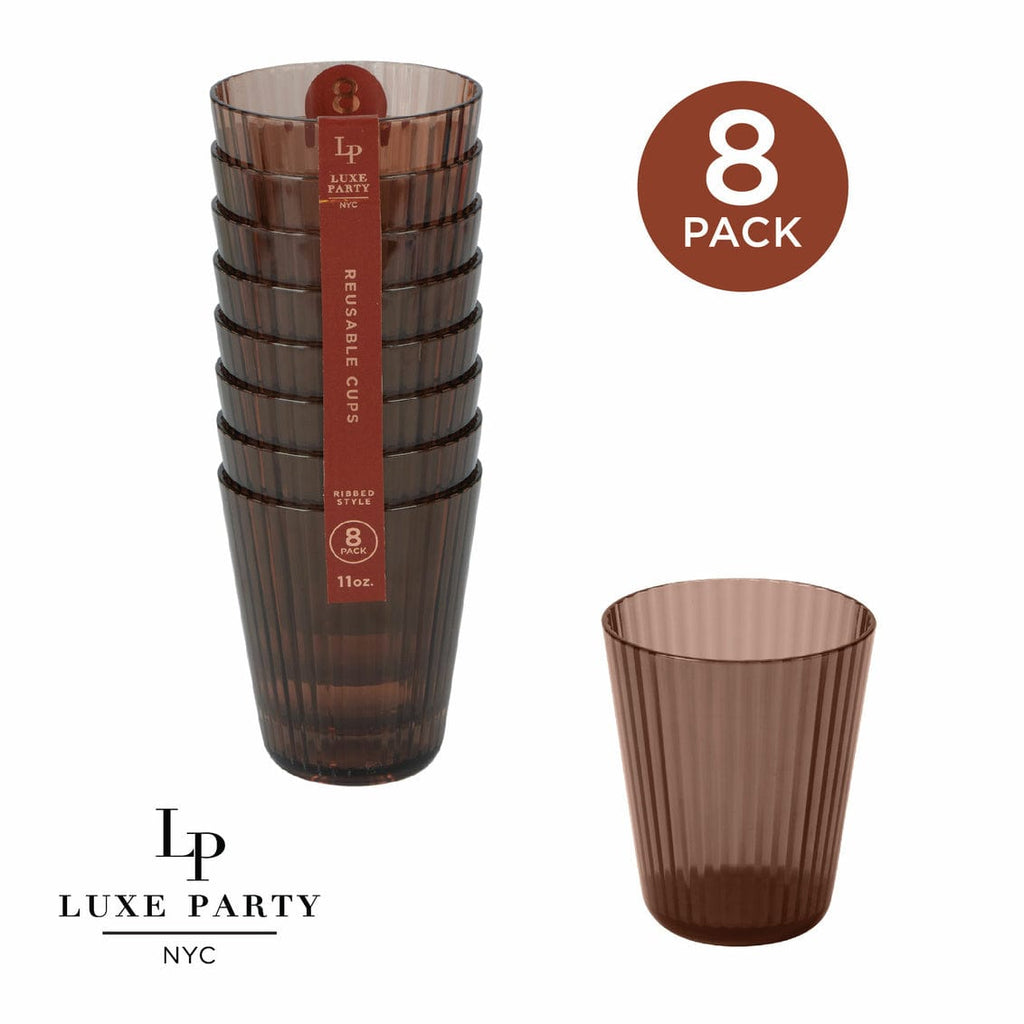 Luxe Party Plastic Plates 13 Oz Deluxe Nude 11 oz Ribbed Cup - 8 Pk