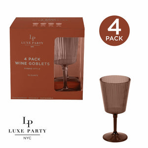 Luxe Party Plastic Plates 13 Oz Deluxe Nude Ribbed Wine Goblet - 4 pk
