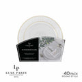 Round Clear and Gold Plastic Plates Set | 40 Pack