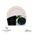 Round Linen and Gold Plastic Plates Set | 40 Pack