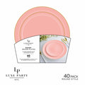 Round New Coral and Gold Plastic Plates Set | 40 Pack