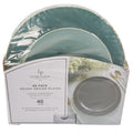 Round Sage Green and Gold Plastic Plates Set | 40 Pack