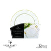 Luxe Party Plastic Plates 20 Dinner and 20 Salad Plates White Frosted Plate and Gold Plastic Plates Set | 32 Pack