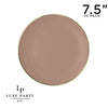 Luxe Party Plastic Plates 7.25" Appetizer Plates Round Clay• Gold Plastic Plates | 10 Pack