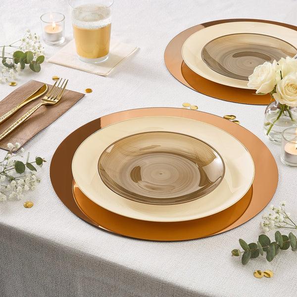 Luxe Party Plastic Plates Round 7.5" Ripple Transparent Brown Appetizer Plastic Plates | 20 Plates