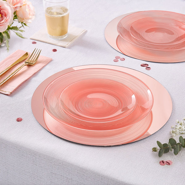 Luxe Party Plastic Plates Round 7.5" Ripple Transparent Rose Appetizer Plastic Plates | 20 Plates