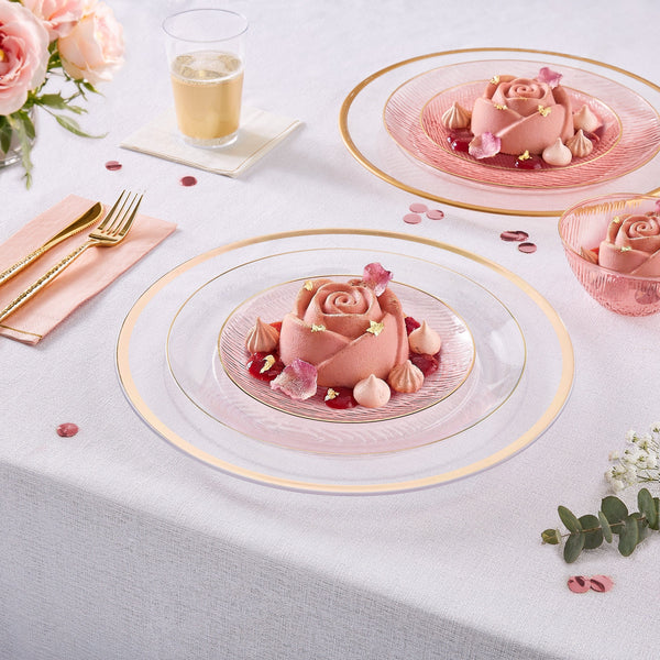 Luxe Party Plastic Plates Round 7.5" Ripple Transparent Rose Appetizer Plastic Plates | 20 Plates