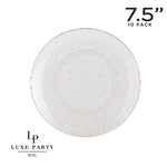 Luxe Party Plastic Plates Round Clear • Gold Glitter Plastic Plates | 10 Pack