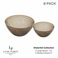 Transparent Waterfall Brown and Gold Soup and Dessert Bowl Set  | 8 Bowls