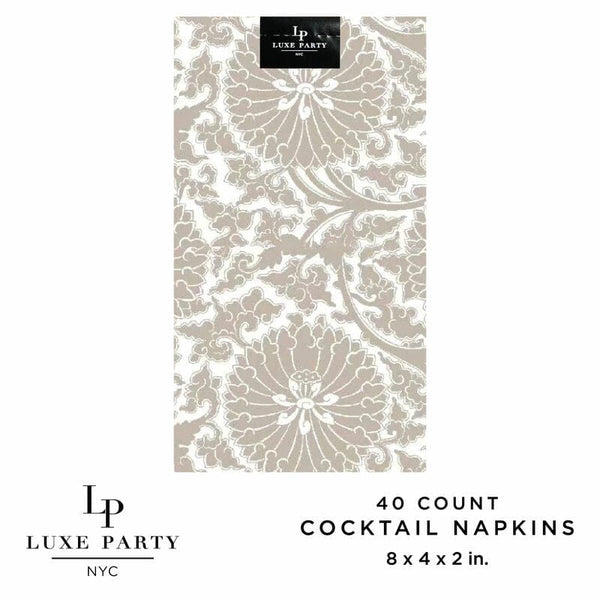 Luxe Party Printed Dinner Napkins 40 Guest Napkins - 4.5" x 7.75" Linen Toile Paper Dinner Napkins | 40 Napkins