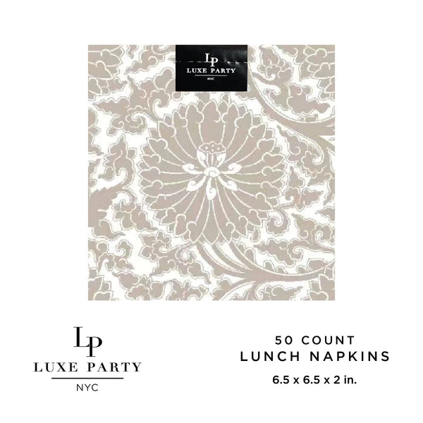 Luxe Party Printed Lunch Napkins 50 Lunch Napkins - 6.5" x 6.5" Linen Toile Paper Lunch Napkins | 50 Napkins
