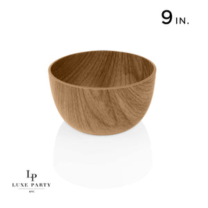 Luxe Party Serving Bowl 130 Oz. Round Oak Heavy Plastic Bowl