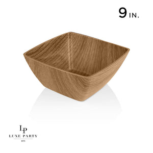 Luxe Party Serving Bowl 130 Oz. Square Oak Heavy Plastic Bowl