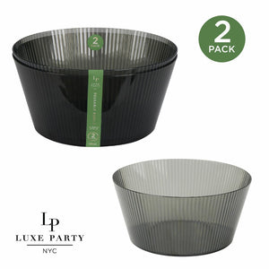 Luxe Party Serving Bowl 2Pk Smoke Ribbed Serving / Salad Bowl - 135oz