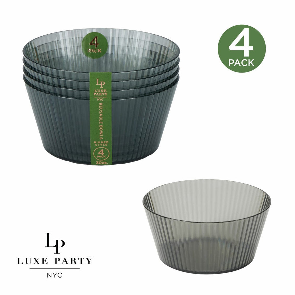 Luxe Party Serving Bowl 4Pk Smoke Ribbed Serving / Salad Bowl - 30oz