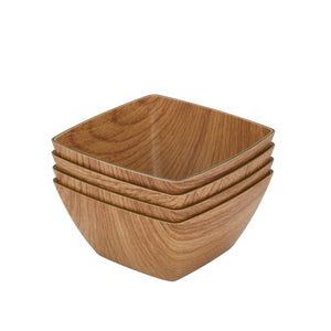 Luxe Party Serving Bowl Small Square Plastic Serving Bowls Set of 4 Oak Color