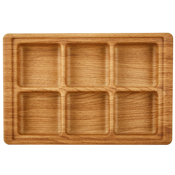Luxe Party Serving Trays 6 Section Rectangular Divided Serving Tray with Clear Cover