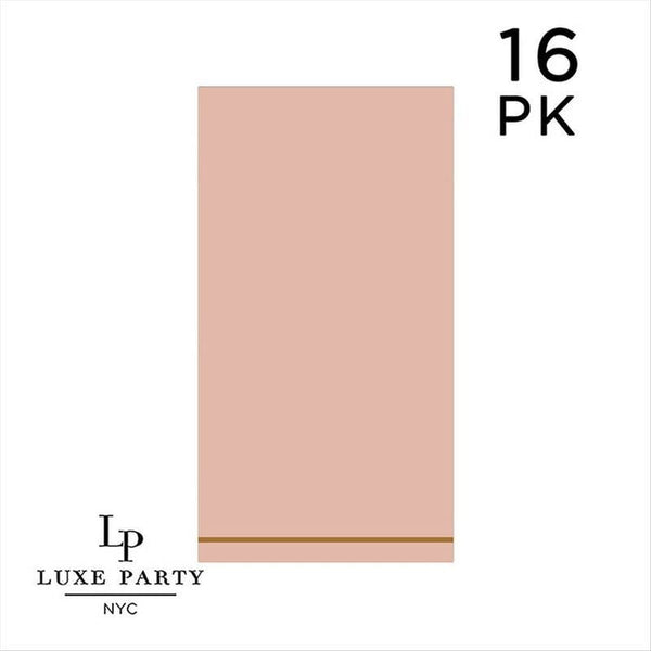 Luxe Party Solid Color Dinner Napkins 16 Dinner Napkins - 4.25" x 7.75" Clay with Gold Stripe Guest Paper Dinner Napkins | 16 Napkins