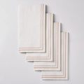 White and Linen Stripe Border Stripe Guest Paper Dinner Napkins | 40 Napkins