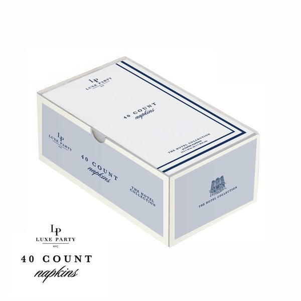 Luxe Party Solid Color Dinner Napkins 40 Dinner Napkins - 4.25" x 7.75" White and  Navy Stripe Border Stripe Guest Paper Dinner Napkins | 40 Napkins