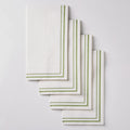White and Sage Green Stripe Border Stripe Guest Paper Dinner Napkins | 40 Napkins