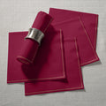 Cranberry Red with Gold Stripe Paper Lunch Napkins | 20 Napkins