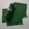 Emerald Green with Gold Stripe Paper Lunch Napkins | 20 Napkins