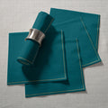 Teal Green with Gold Stripe Paper Lunch Napkins | 20 Napkins
