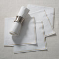 White with Gold Stripe Lunch Paper Napkins | 20 Napkins