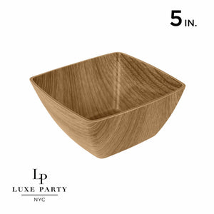 Luxe Party Soup Bowls 5 Oz. Square Oak Heavy Plastic Bowl